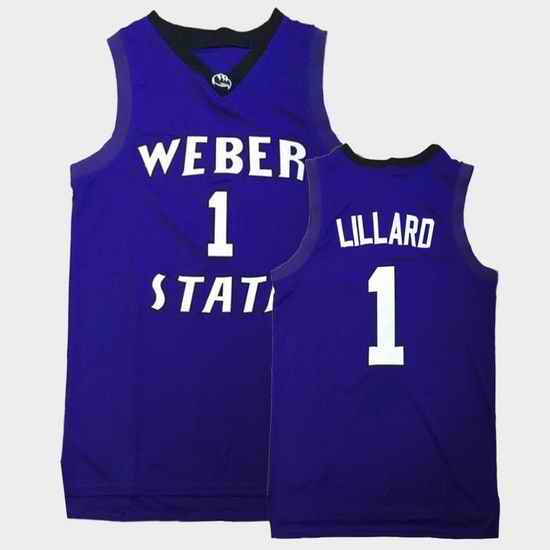 Men Weber State Wildcats Damian Lillard College Basketball Purple Jersey
